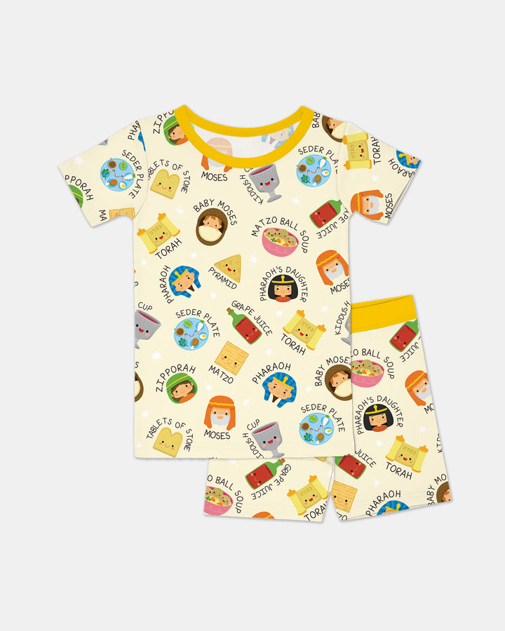 Template Zweiteiliges Pyjama-Set mit kurzen Ärmeln und Shorts
