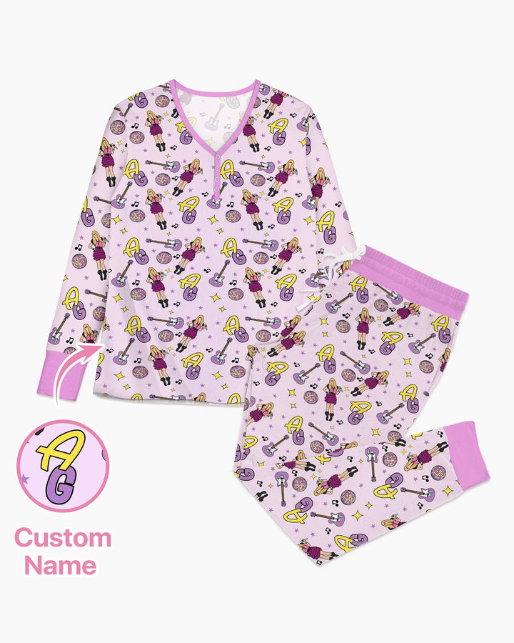 Custom Name Mini Rockstar Women Pajama Set