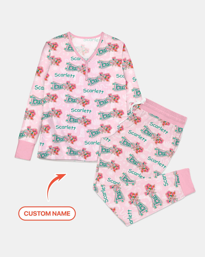 Custom Name Preppy Texas Charm Custom Bamboo Women Pajama Set