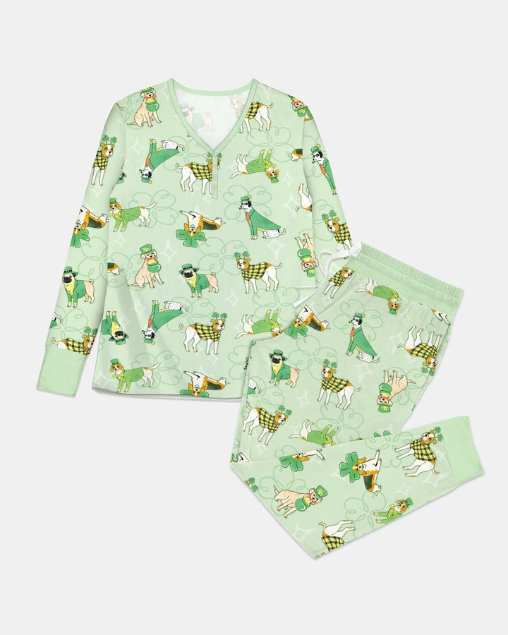 St. Patrick's Day Puppies Women Pajama Set