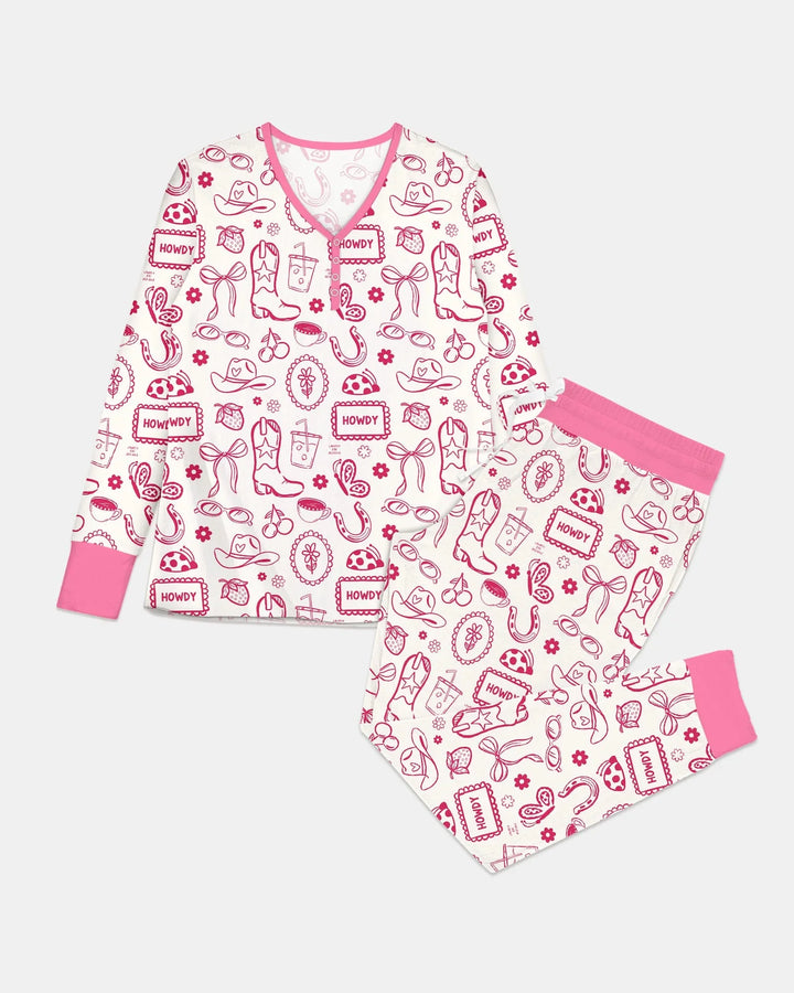 Doodle Wild West Cowgirl Bamboo Women Pajama Set