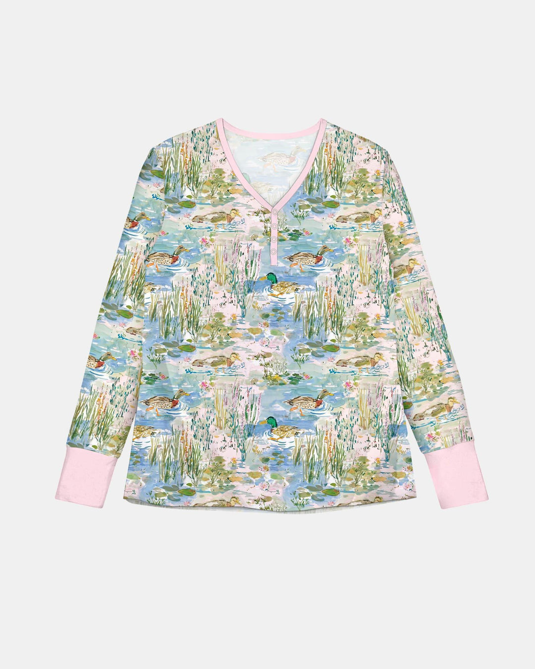 Watercolor Mallard Duck Bamboo Women Pajama Set