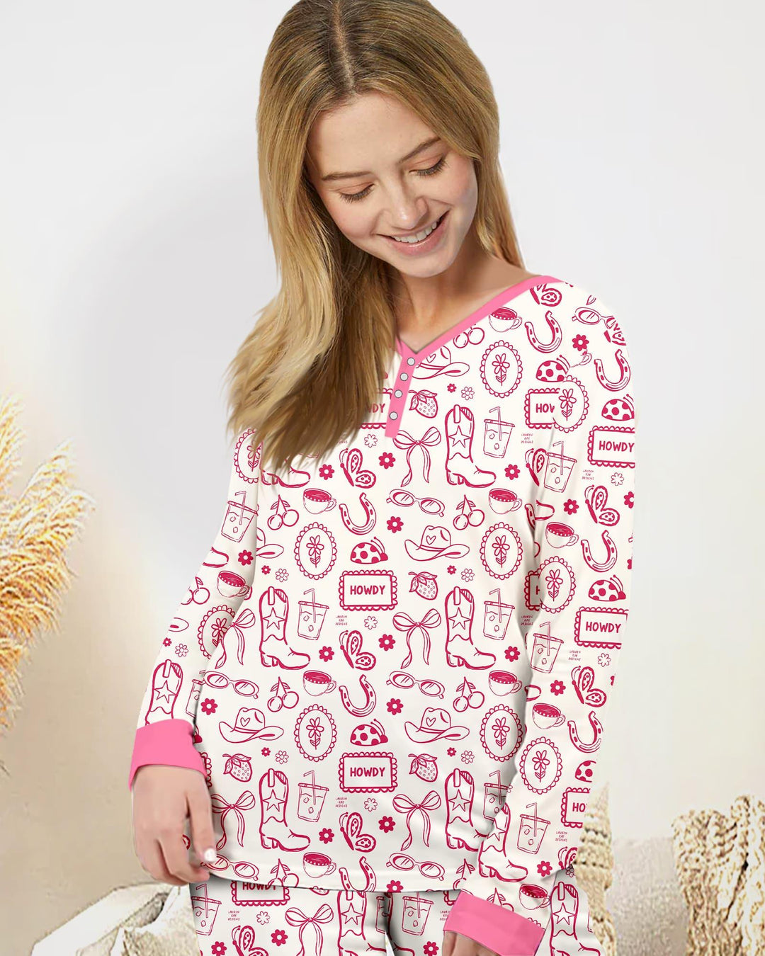 Doodle Wild West Cowgirl Bamboo Women Pajama Set