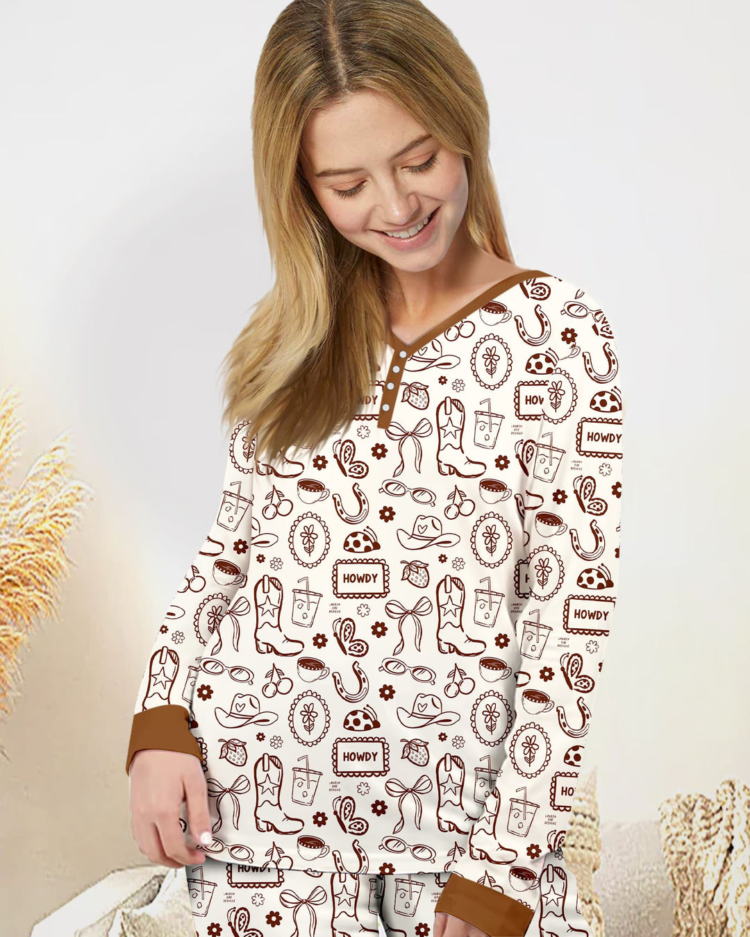 Doodle Wild West Cowgirl Women Pajama Set