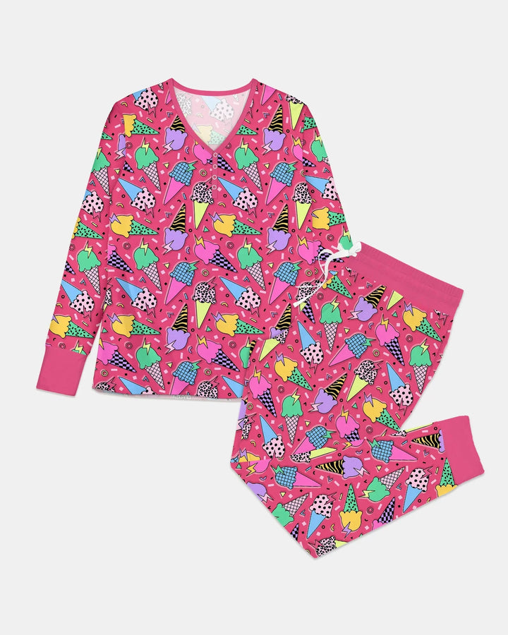 Summer Retro Ice Creams Family Matching Bamboo Women Pajama Set