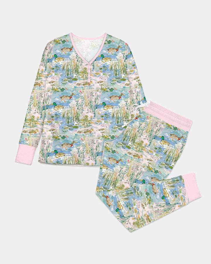 Watercolor Mallard Duck Bamboo Women Pajama Set