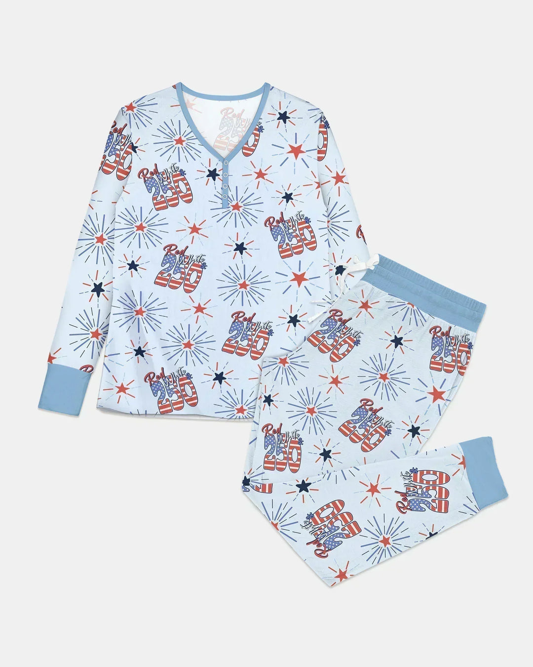 Rot-weißes Pyjama-Set für Damen aus Bambus zum 250. Jubiläum