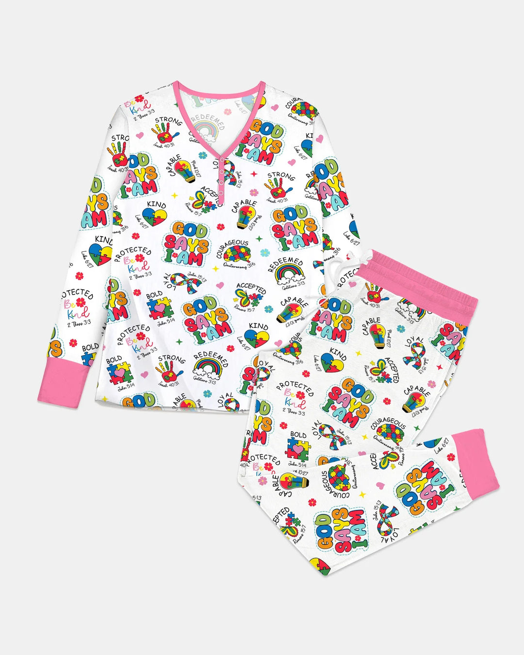 God Says I Am Autism Awareness Bamboo Women Pajama Set