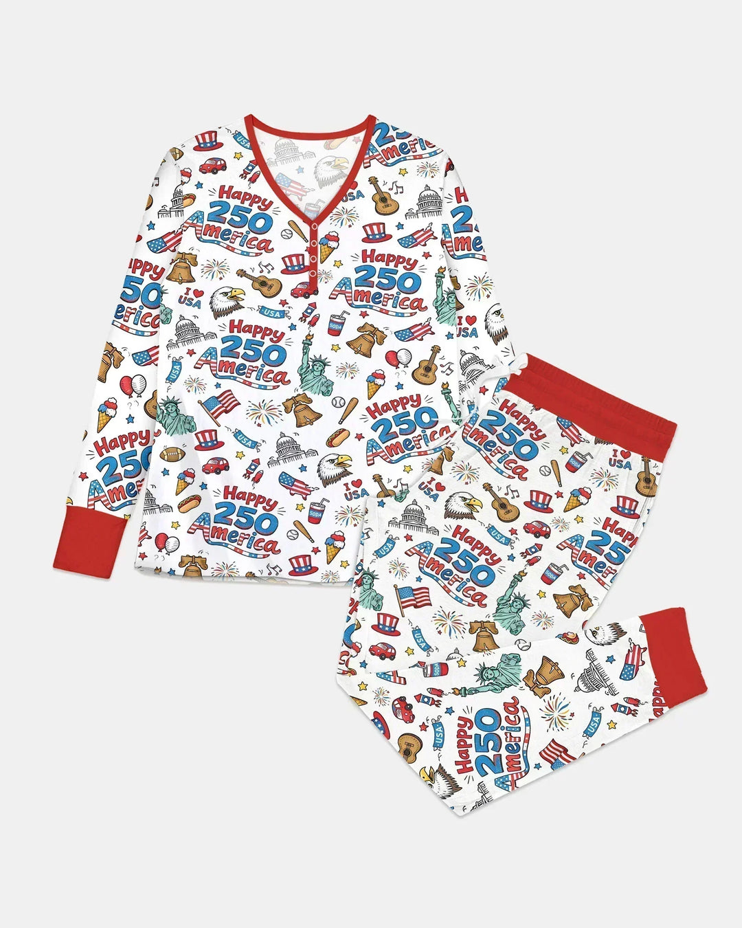 Happy 250 America I love USA Bamboo Women Pajama Set