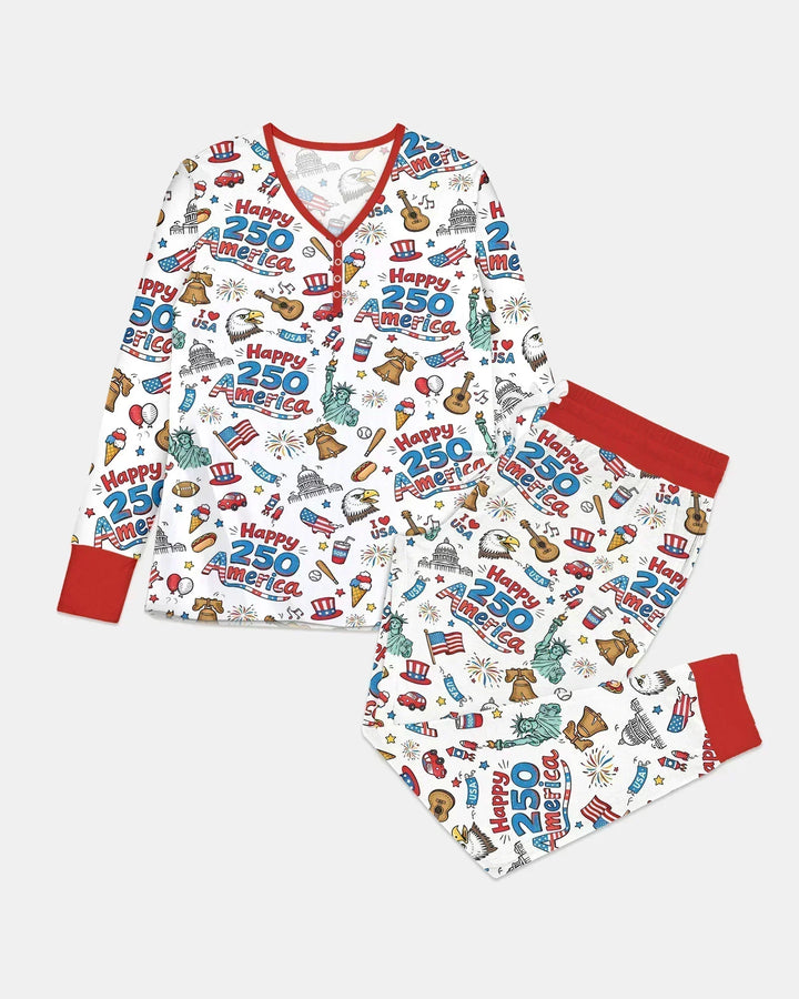Happy 250 America I love USA Bamboo Women Pajama Set