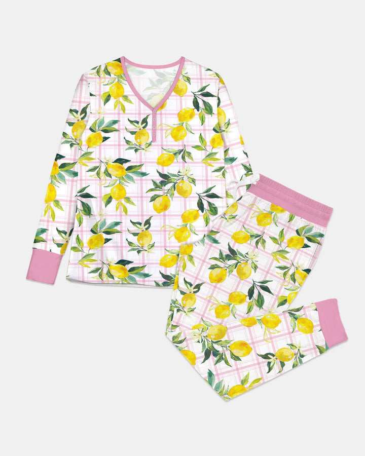 Conjunto de Pijama de Bambú para Mujer con Limones Mediterráneos a Juego para Toda la Familia