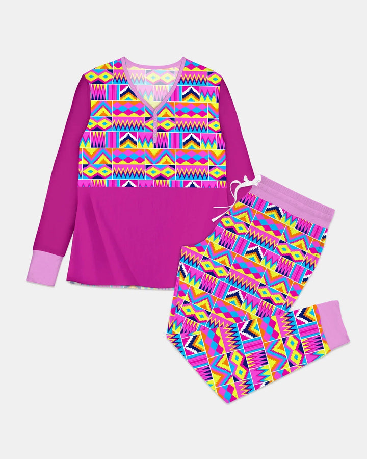 Kente Vibes Family Matching Bamboo Women Pajama Set