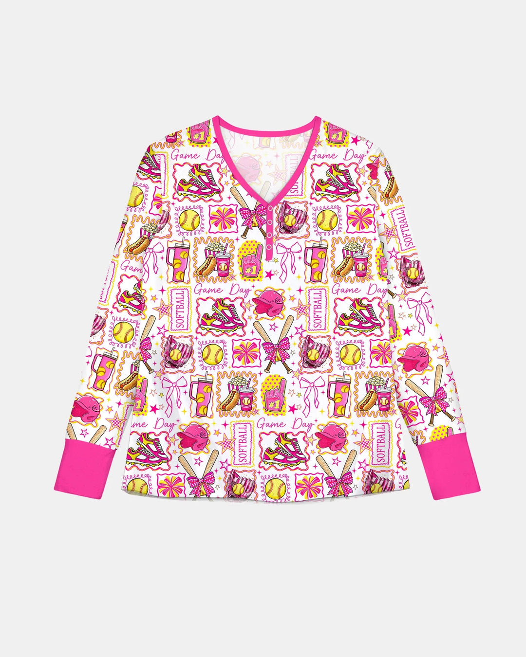 Pink Softball Game Day Bamboo Women Pajama Set