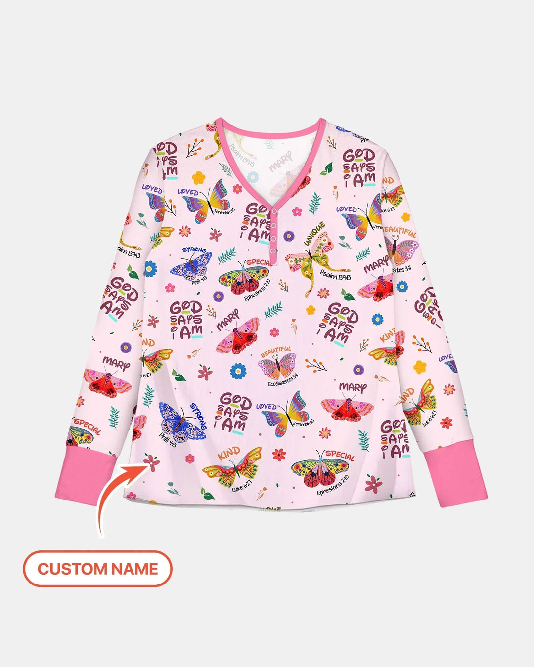 Custom Name God says I am Butterfly Bamboo Women Pajama Set