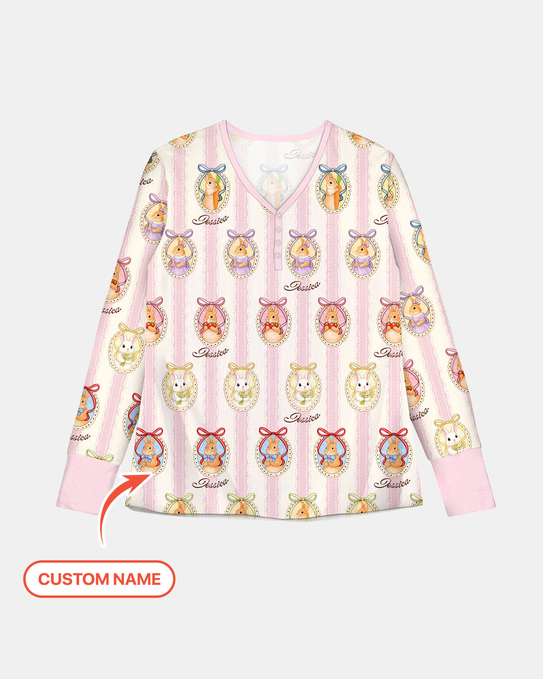 Custom Name Vintage Easter Bunny Women Pajama Set
