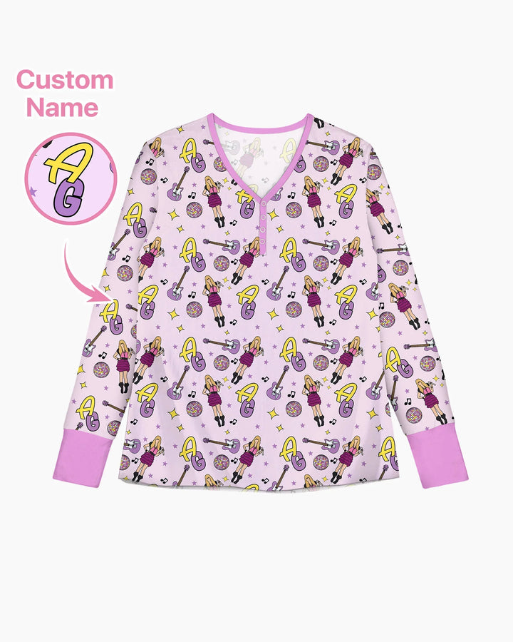 Custom Name Mini Rockstar Women Pajama Set