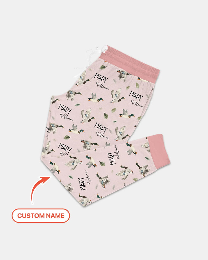 Custom Name Mallard Duck Bamboo Women Pajama Set