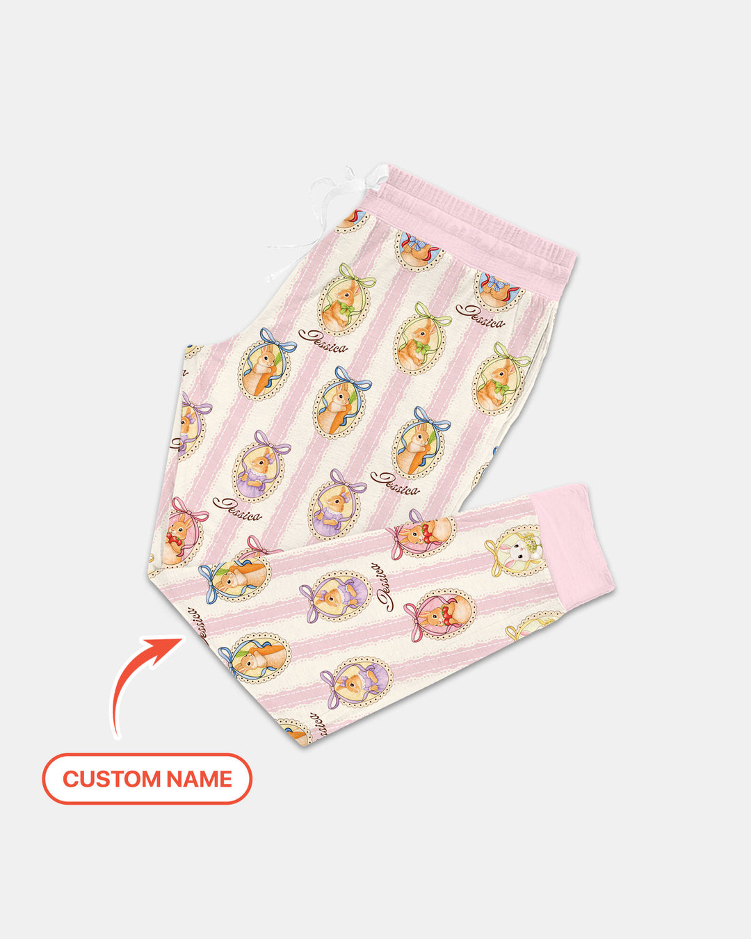 Custom Name Vintage Easter Bunny Women Pajama Set