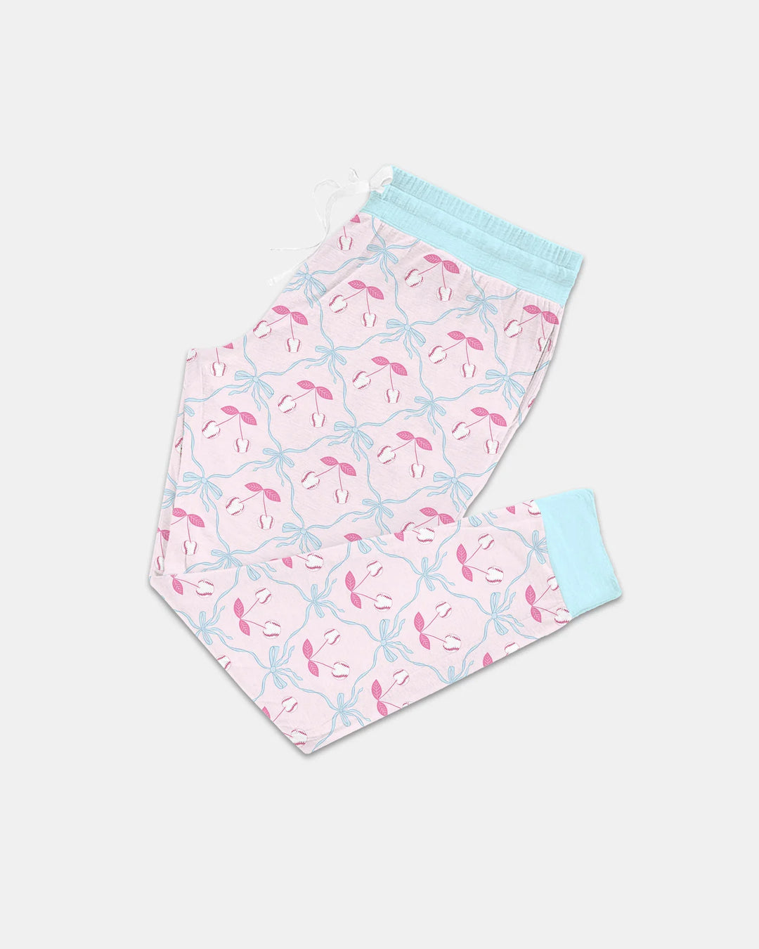 Conjunto de pijama de bambú a juego para mujer, mamá e hija, de béisbol y sóftbol con cerezas