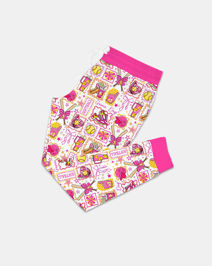 Pink Softball Game Day Bamboo Women Pajama Set