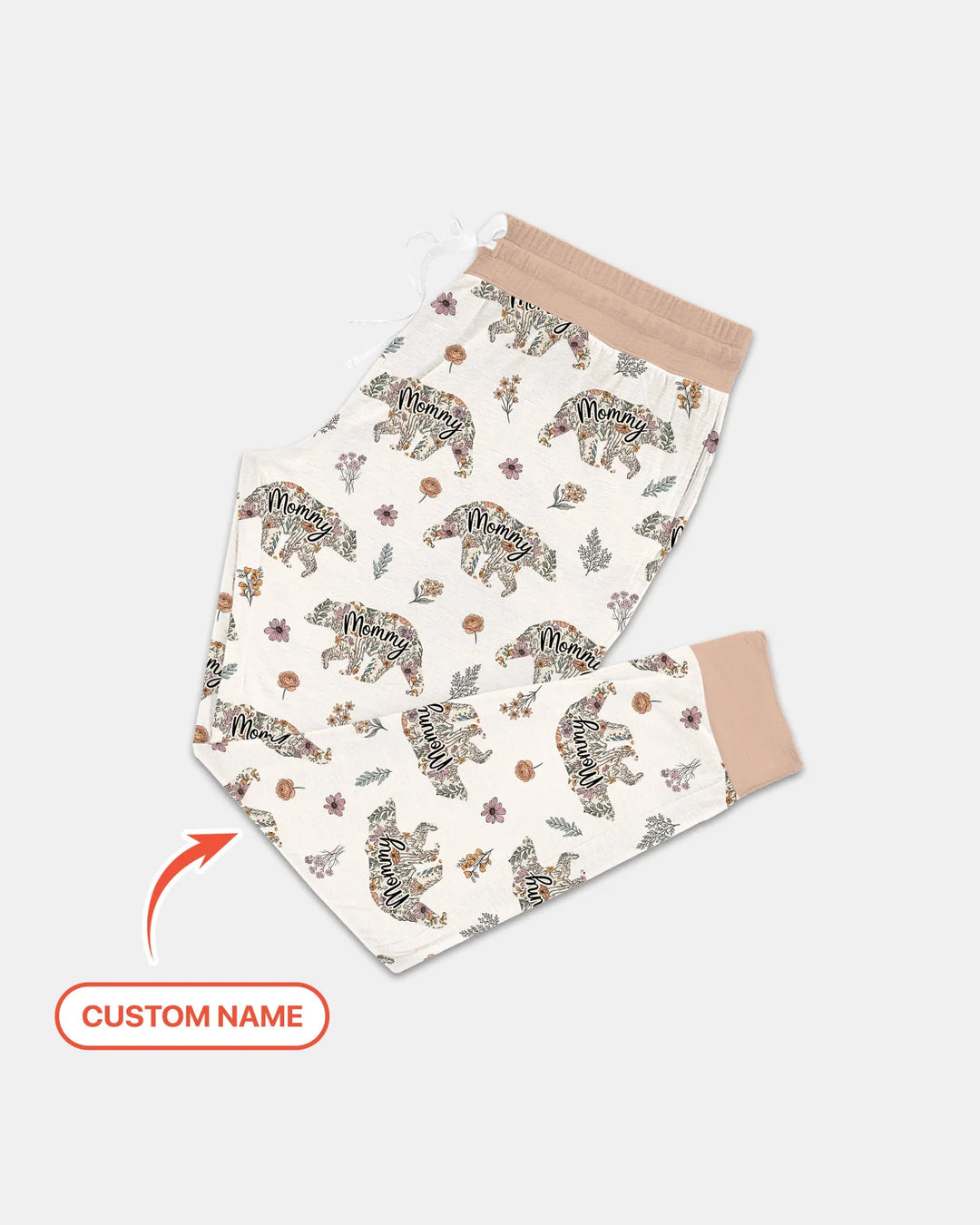 Custom Name Floral Bear Family Matching Bamboo Women Pajama Set