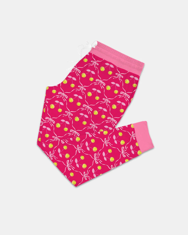 Conjunto de pijama de bambú a juego para mujer, mamá e hija, de béisbol y sóftbol con cerezas