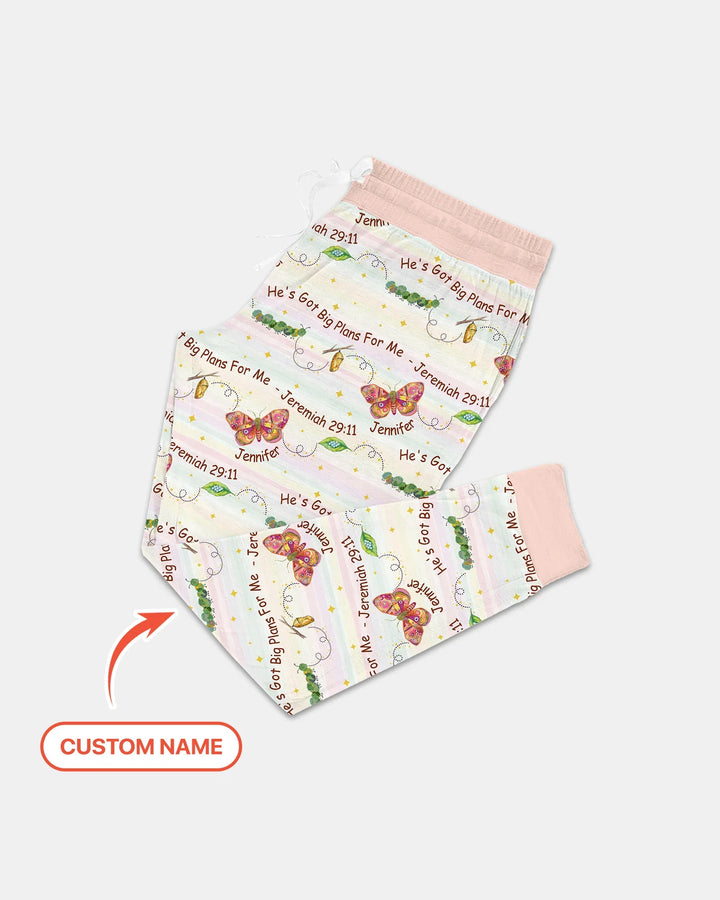 Personalisiert: Er hat Großes mit mir vor, Pyjama-Set für Damen aus Bambus