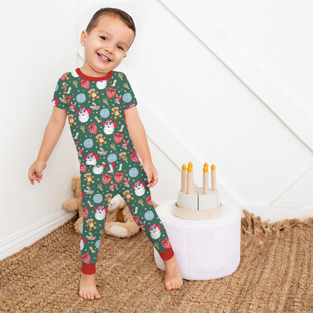 Lovely Western Christmas Boy Two Piece Short Sleeve Pajama Set