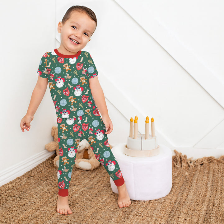 Lovely Western Christmas Boy Two Piece Short Sleeve Pajama Set