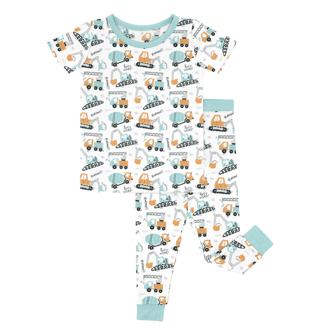 Boho Construction Vehicle Two Piece Short Sleeve Pajama Set