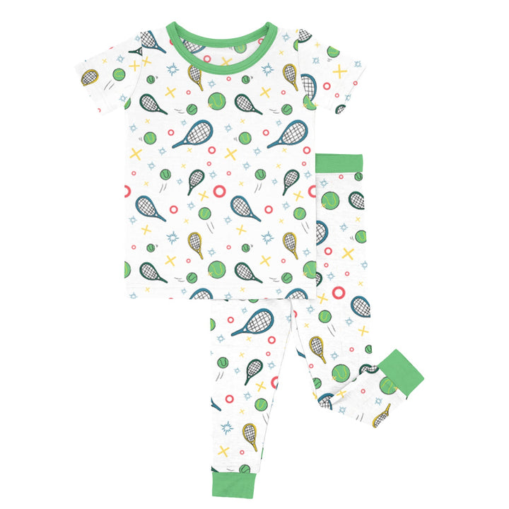 Green Tennis Two Piece Short Sleeve Pajama Set