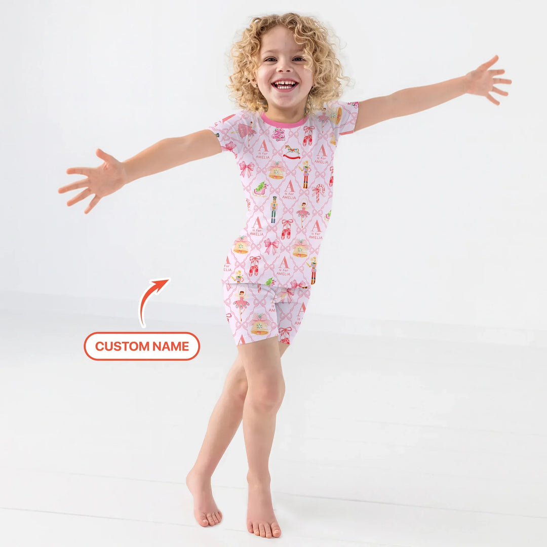 Nutcracker Sweet Dreams Custom Two Piece Short Sleeve Shorts Pajama Set , Nutcracker Sweet Dreams Custom Two Piece Short Sleeve Shorts Pajama Set - 12-18M