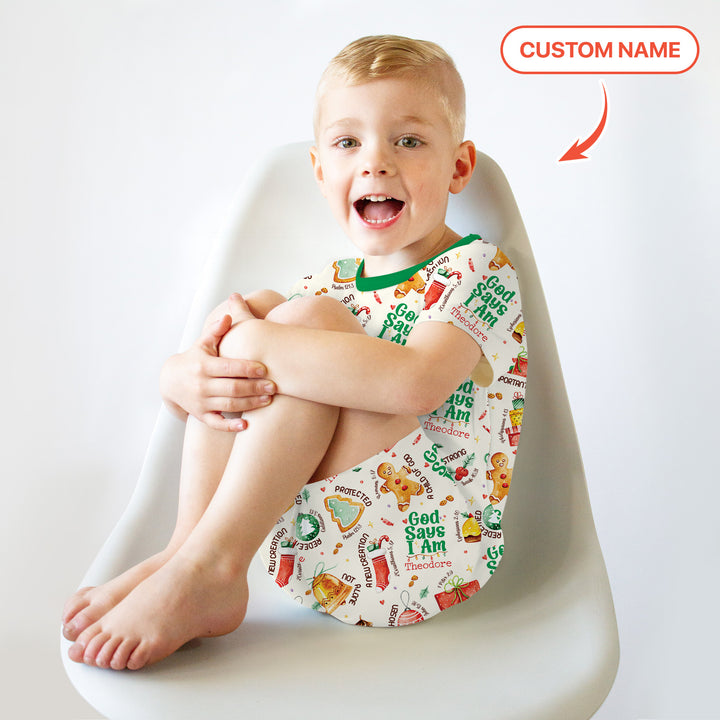 God Says I Am Custom Name Joyful Christmas Two Piece Short Sleeve Shorts Pajama Set