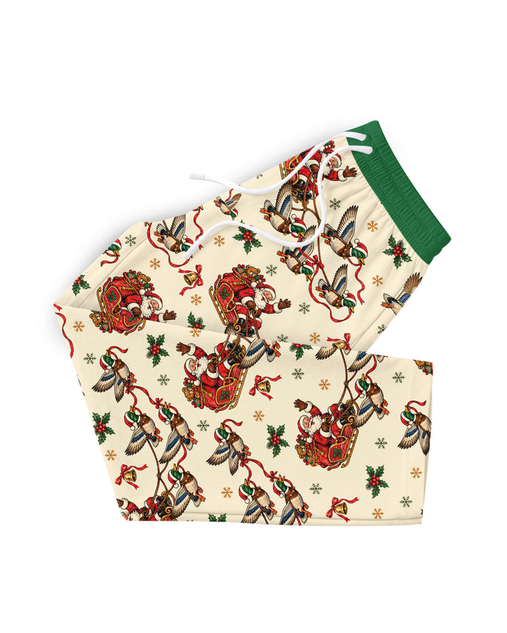 Santa Sleigh with Mallard Ducks Bamboo Men's Pajama Set