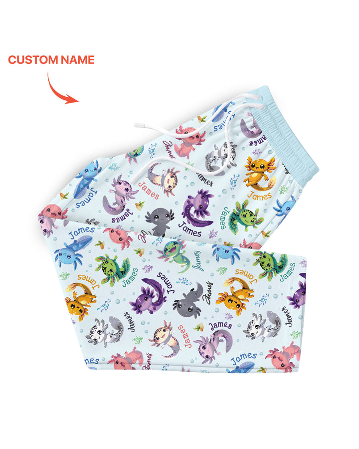 I Love You Axolotl Custom Name Bamboo Men's Pajama Set