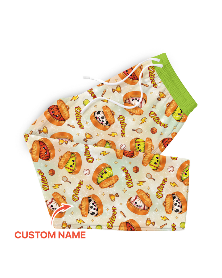 Custom Name Sports Dumpling Bamboo Men's Pajama Set