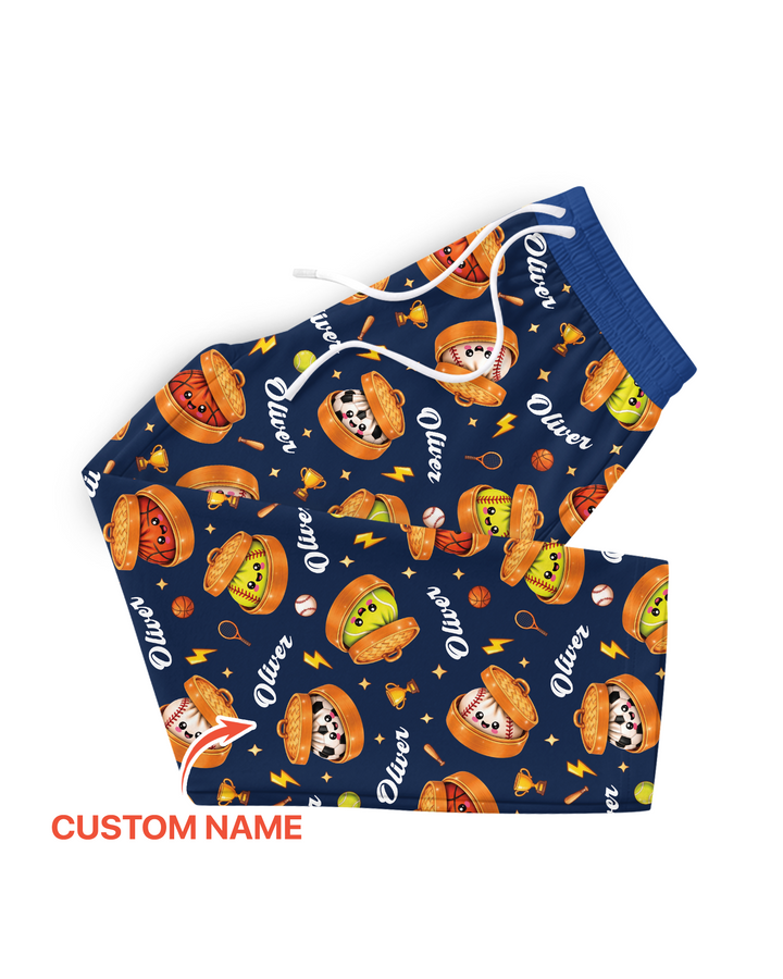 Custom Name Sports Dumpling Bamboo Men's Pajama Set