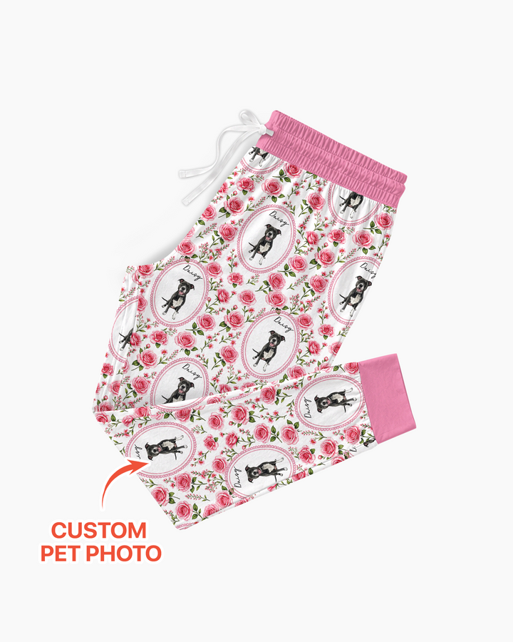 Custom Pet Photo Flower Garden Bamboo Women Pajama Set