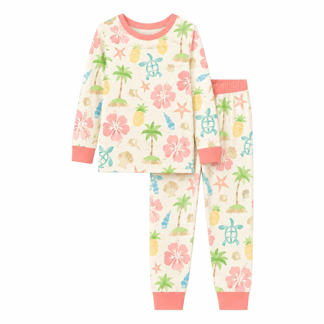 Pastel Ocean Tiles Bamboo Two Piece Long Sleeve Pajama Set