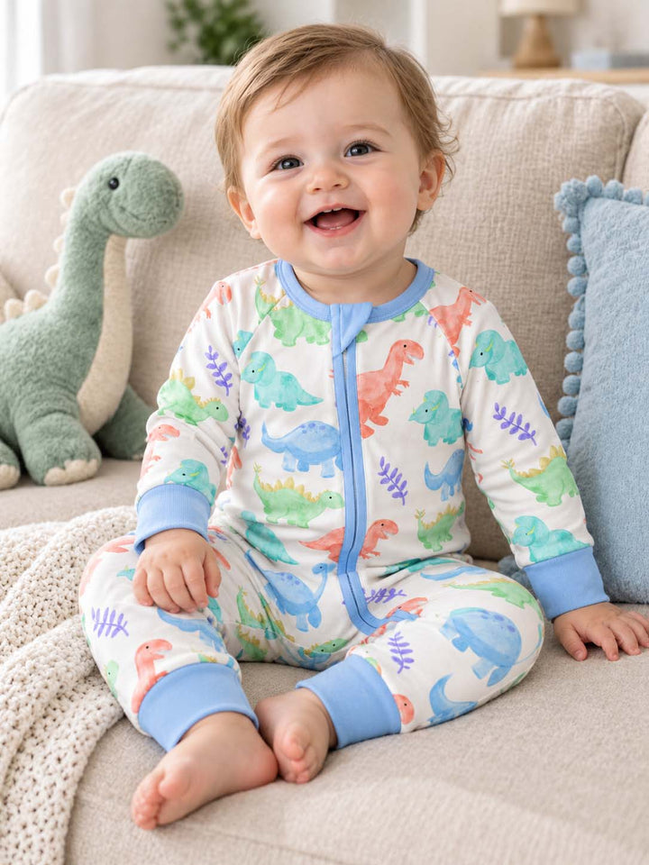 Pastel Watercolor Dinosaurs Bamboo Convertible Zippy