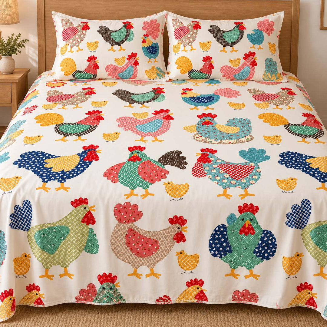 Patchwork Chicken Collection Bamboo Bedding Set