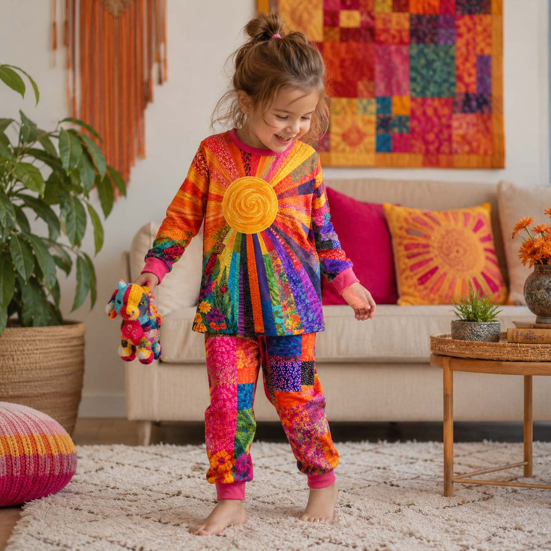 Patchwork Sunshine Garden Bamboo Two Piece Long Sleeve Pajama Set