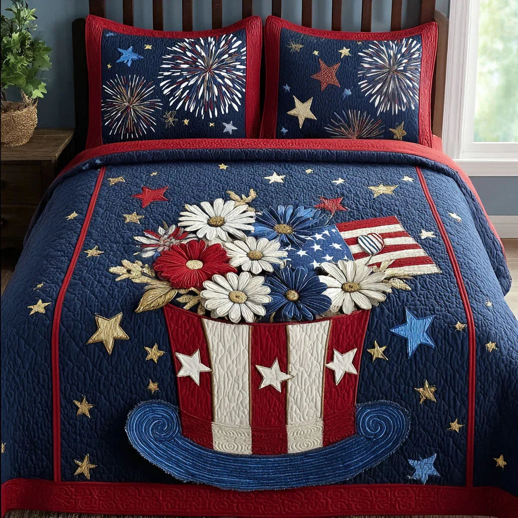 Patriotic Glow Bamboo Quilt Bedding Set
