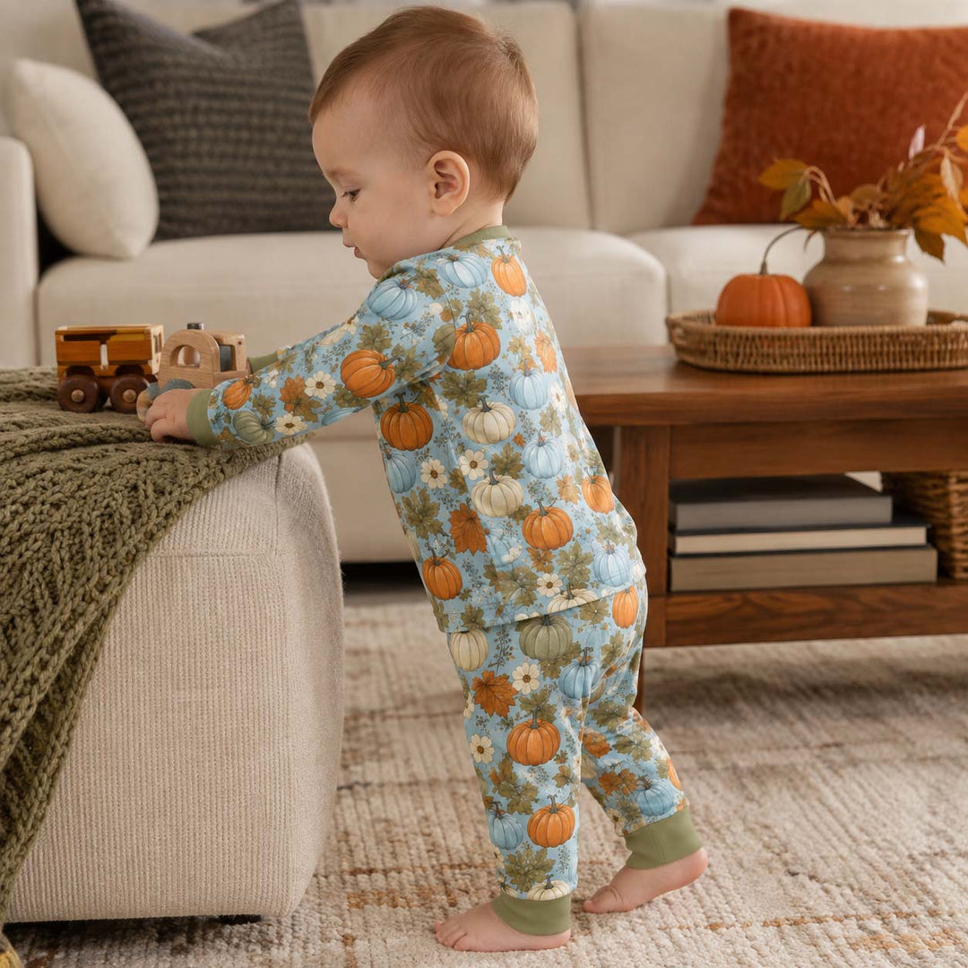 Peaceful Fall Morning Bamboo Two Piece Long Sleeve Pajama Set