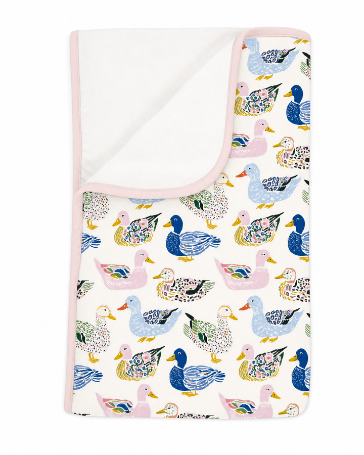 Whimsical Garden Ducks Bamboo Blanket