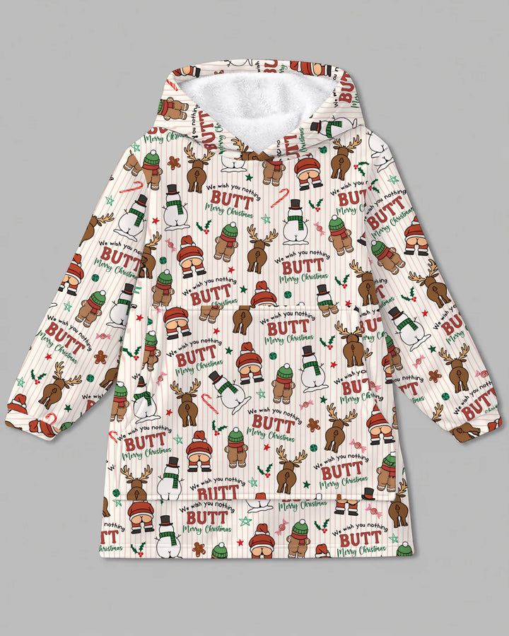 We Wish You Nothing Butt Merry Bamboo Blanket Hoodie