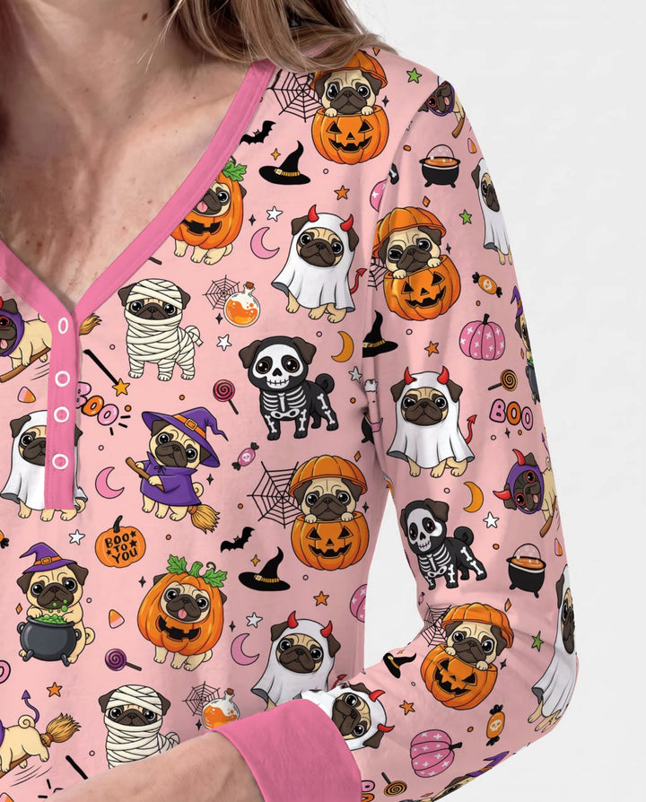 Spooky Pug Bamboo Women Pajama Set