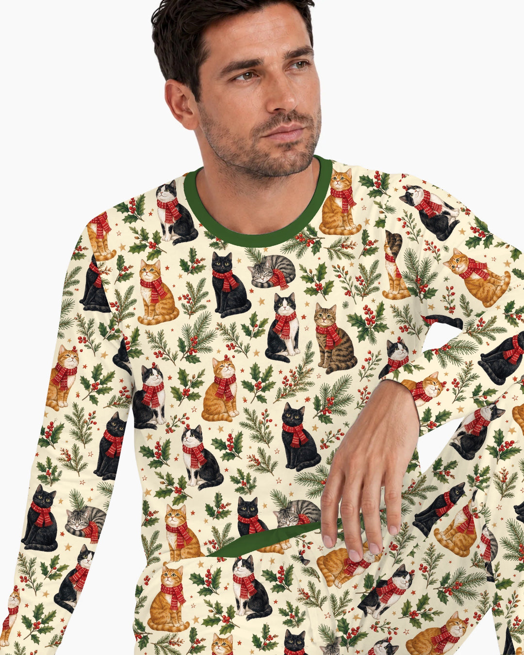Christmas Cat Carolers Bamboo Men's Pajama Set