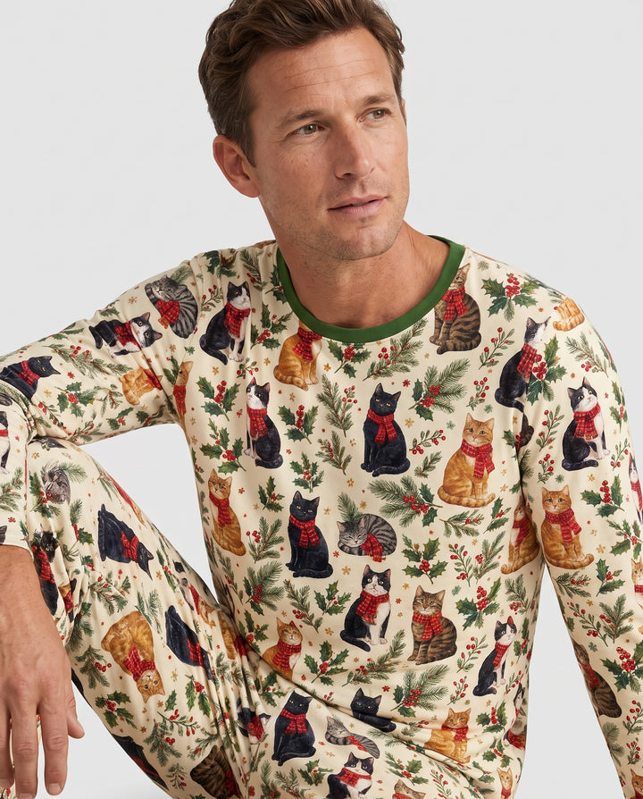 Christmas Cat Carolers Bamboo Men's Pajama Set