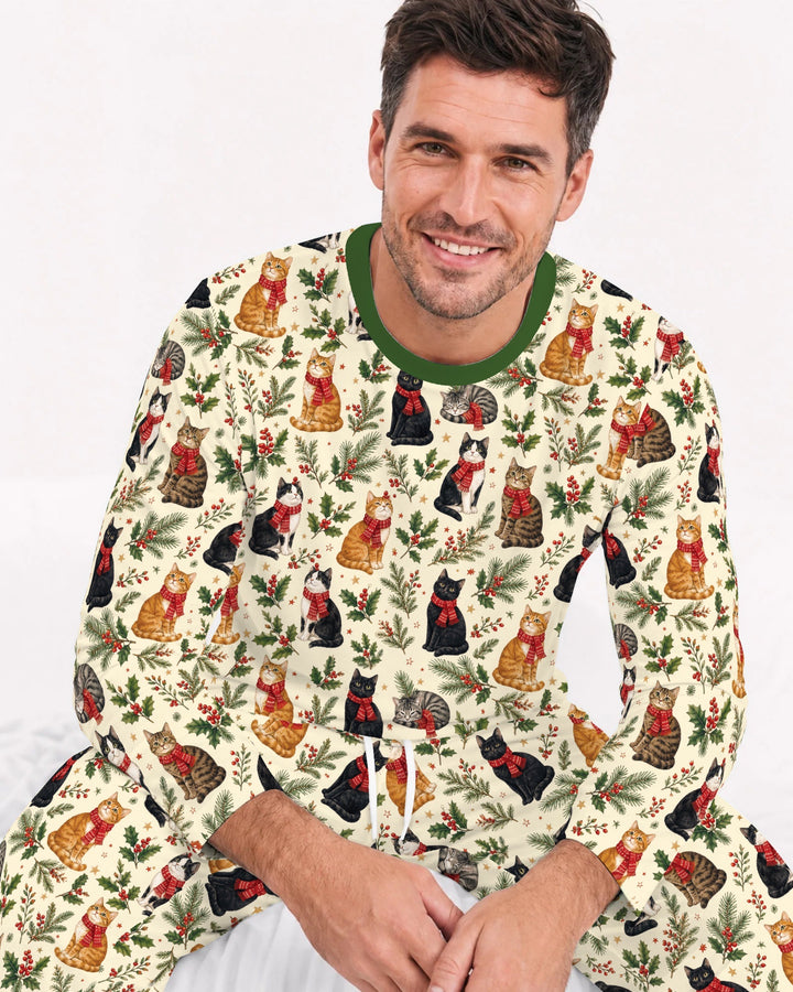 Christmas Cat Carolers Bamboo Men's Pajama Set